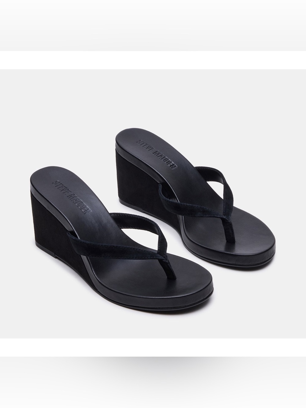 Steve Madden Playing Black Suede Design Heeled Sandals Size-8.5